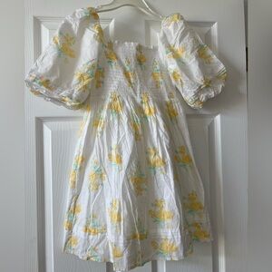 Janie and jack white cotton dress with yellow flowers